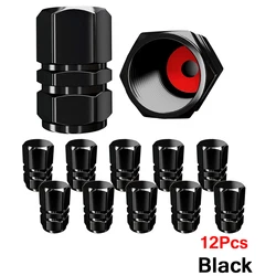 Premium Aluminum Alloy Tire Valve Caps | Dustproof Wheel Stem Covers (Black - 12Pcs)