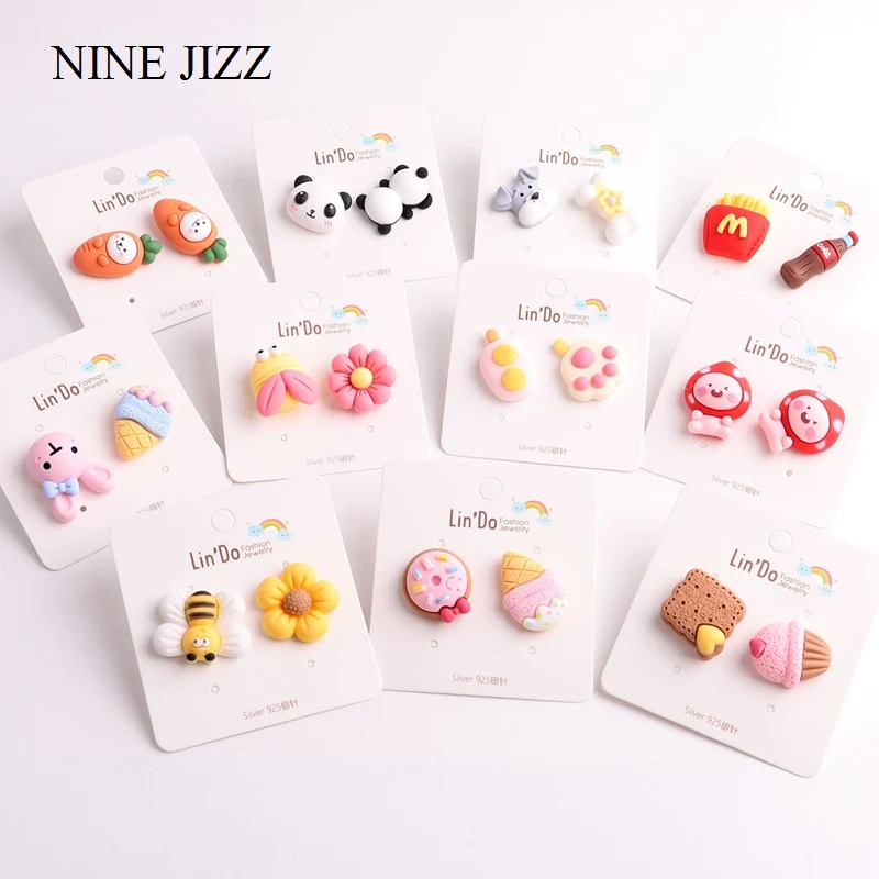NINEJIZZ милые животные S925 серьги для женщин 3D мультфильм серьги-гвоздики в виде