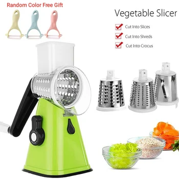 

3 in 1 Swift Rotary Mandoline Slicer Multifunctional Vegetable Grater Cheese Chopper Nut Shredder Veggie Grinder Cutter 2019