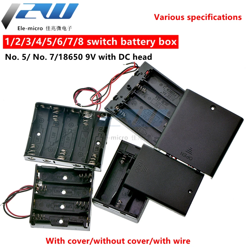 Battery box No. 5 7 and 18650 with switch cover battery holder 1 section 2 3/4/5/6/8 9V | Обустройство дома