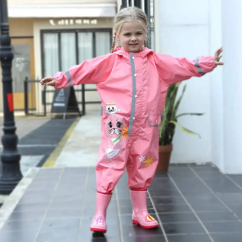 Children Raincoat Waterproof Jumpsuit Fashion Cartoon Pattern