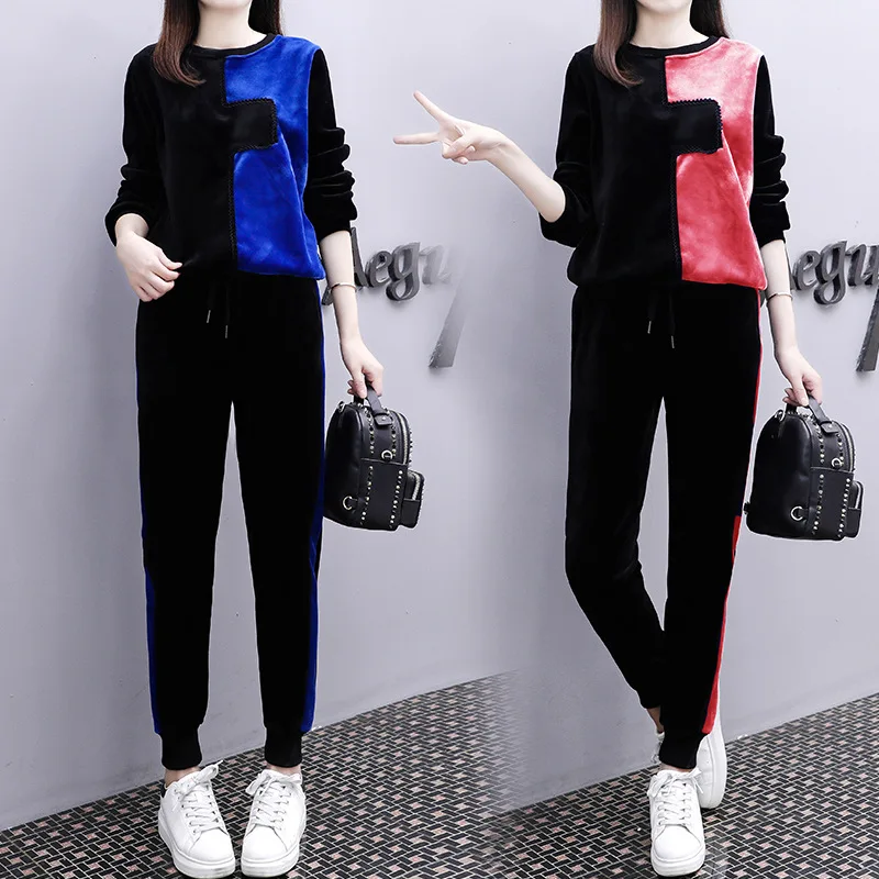 

Women Sportswear Tracksuit Winter Thickness warm Velvet Sweater Sweatshirt+pant Running Jogging Fitness Workout Set Sport Suit