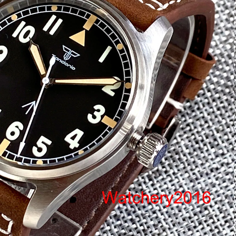 New Tandorio 39mm NH35 PT5000 200M Waterproof Luminous Diving Automatic Mens Watch Sapphire Glass Brushed Case Leather Strap automatic watches for women
