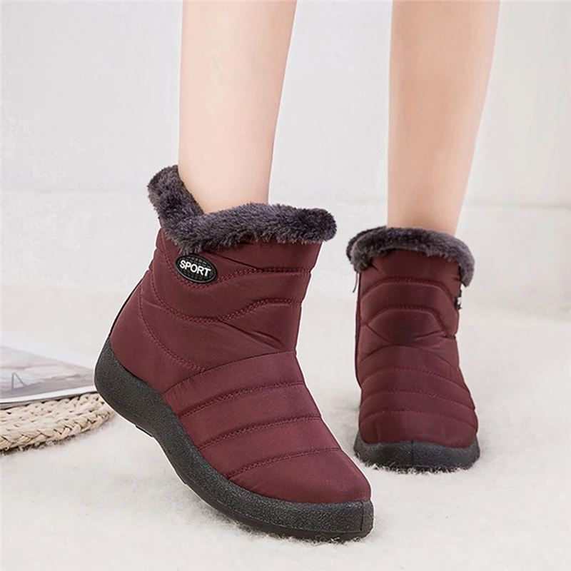 Botas mujer invierno/; зимние ботинки; зимние короткие ботильоны; водонепроницаемая обувь; Теплая обувь; однотонная обувь; большие размеры; Bota Feminina;#45