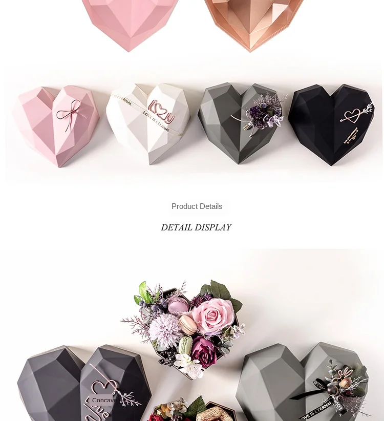 Алмазное сердце Цветочная коробка Цветочная упаковочная коробка креативный позолоченный букет любви подарочная коробка Цветочная упаковочная коробка