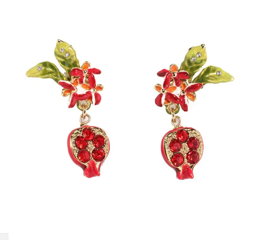 CSxjd дизайнер Небесный сад Гранатовый Цветок двойной слой большое ожерелье женские ювелирные изделия - Окраска металла: earrings  B