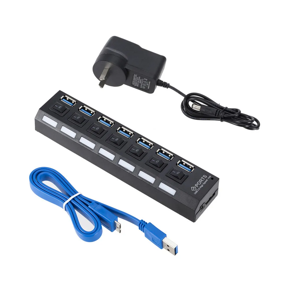 7 Ports AU PLUG Мульти usb-хаб 3,0 USB разветвитель USB 3,0 концентратор адаптер портативный USB3.0 7 портов концентратор с переключателем ВКЛ/ВЫКЛ для ПК Компьютерные аксессуары - Цвет: 7 Ports AU PLUG
