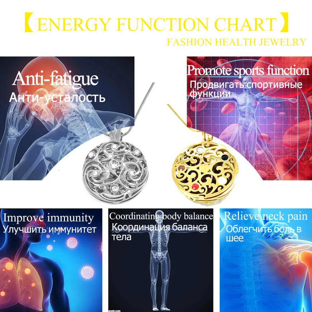Новая мода ювелирные изделия из нержавеющей стали полый мелкий Циркон ювелирные изделия кулон отрицательных ионов зерна защиты тела здоровья кулон для женщин