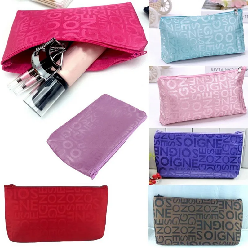 

Oeak Letter cosmetic bag for make up Women Makeup Bags Portable hand Organizer Waterproof Female Storage Make up Cases