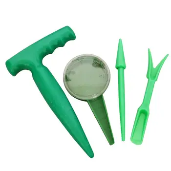 

4 Pcs Mini Sowing Seeds Dispenser Distributor Traditional Dibber and Widger Set Adjustable Garden Flower Plant Hand Planter Seed