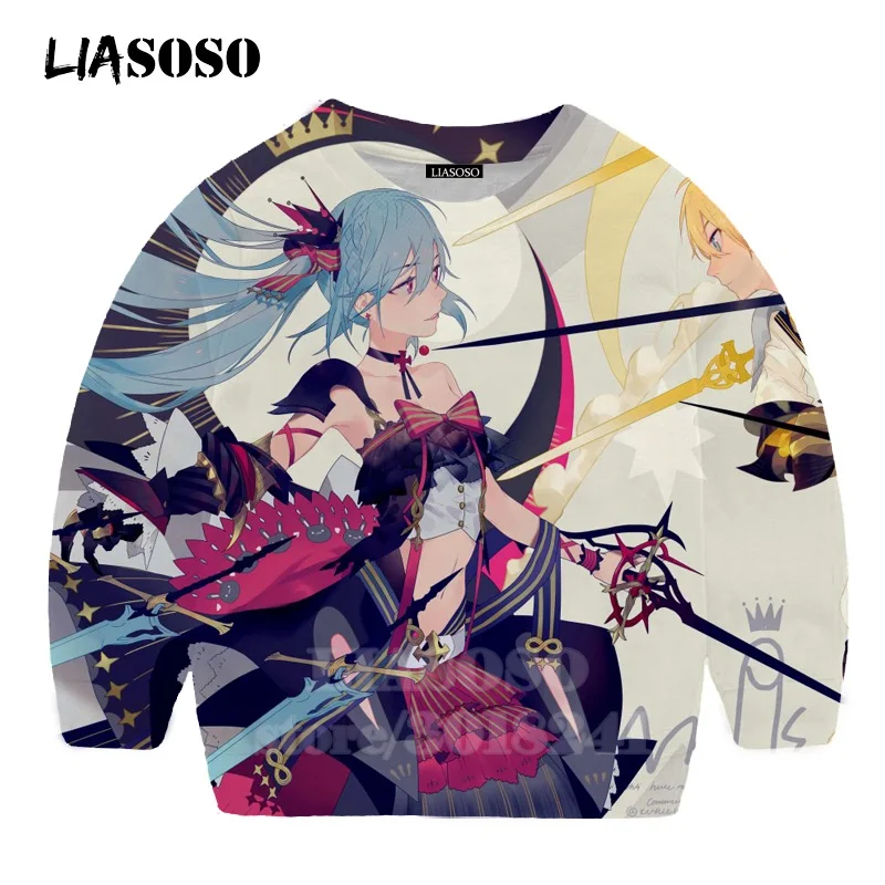 LIASOSO детей толстовки 3D принт аниме девочка Hatsune Толстовка Miku детская модная футболка для мальчиков и девочек с принтом и круглым вырезом, топ, Детский свитер для подростков B174-2 - Цвет: 3