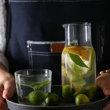 1 Набор, практичный стеклянный чайник для завтрака, напиток, молочный горшок и чашка, набор из термостойкого стекла, чайник для домашнего ресторана