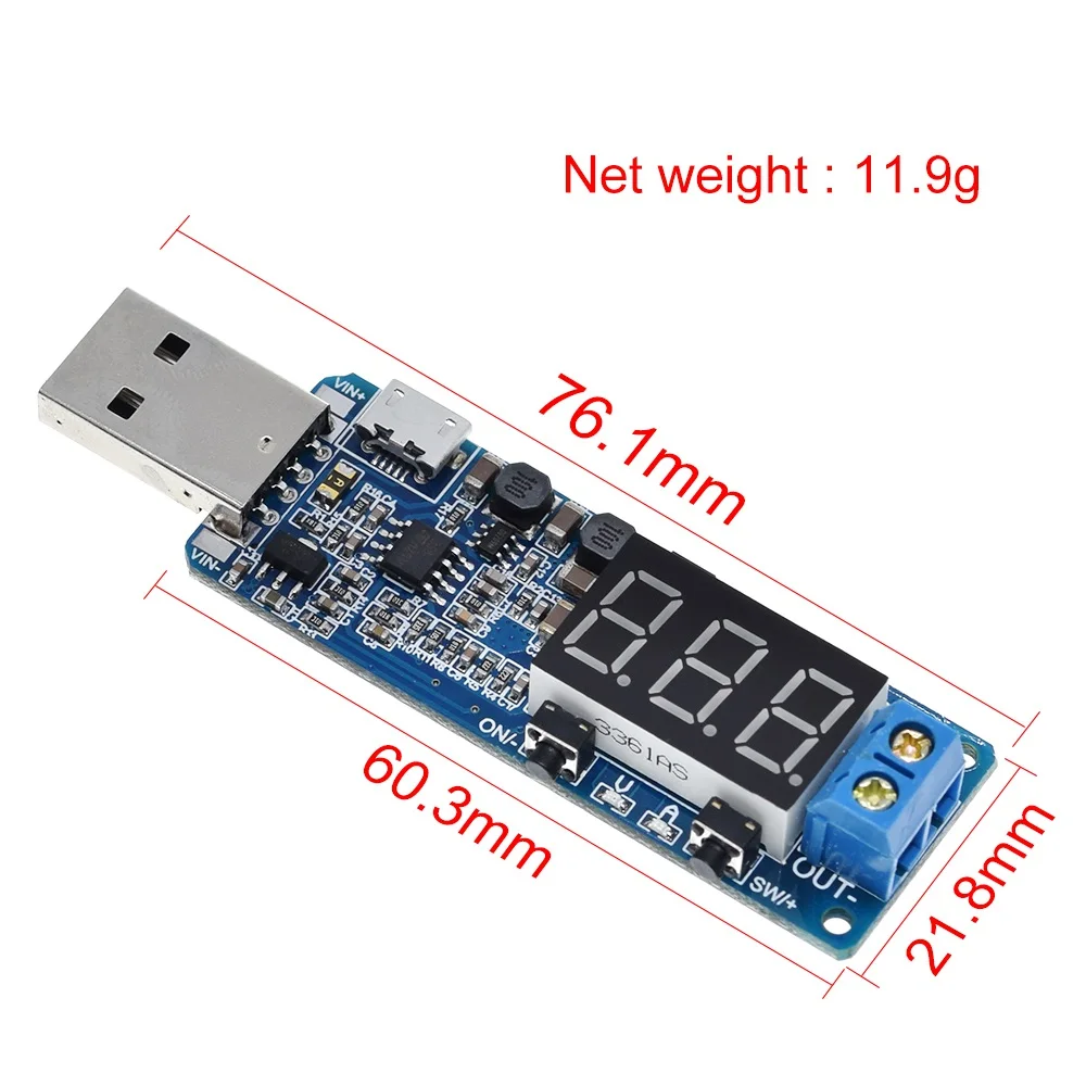 Цифровой Управление USB Напряжение регулирования модуль 5V до 3 V 9V 12V 24V Настольный