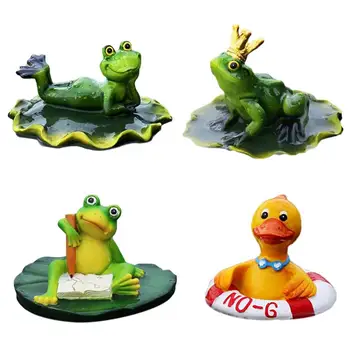 

Garden Decor Simulation Frog Floating Animal Resin Small Ornaments For Pond Outdoor Fish Tank Leisurely Frog Crown Swimming Duck