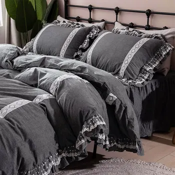 

romantic elegant grey bedding set girl,twin full queen king cotton single double home textile bedspread pillow case quilt cover