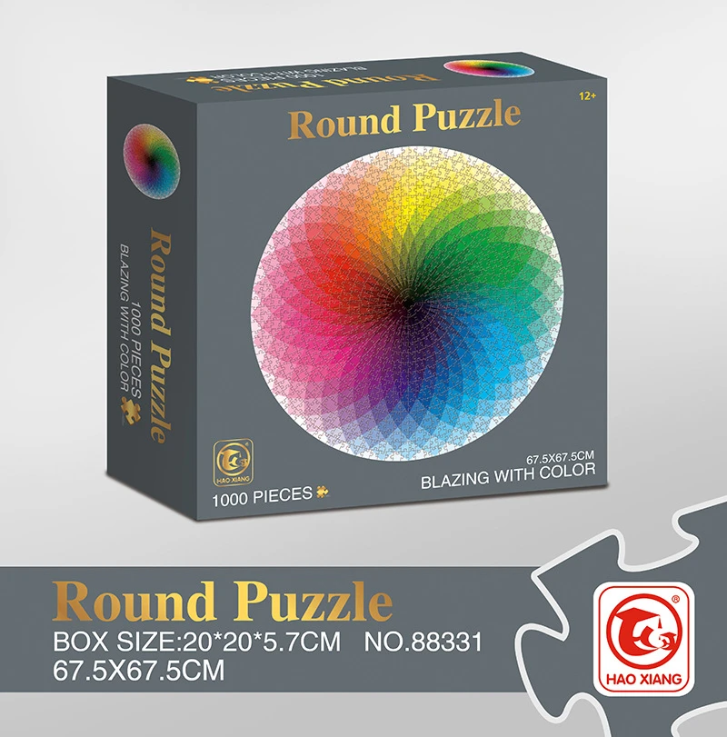 1000 Piece Round Jigsaw Puzzles Rainbow Intellectual Game for Adults and Kids