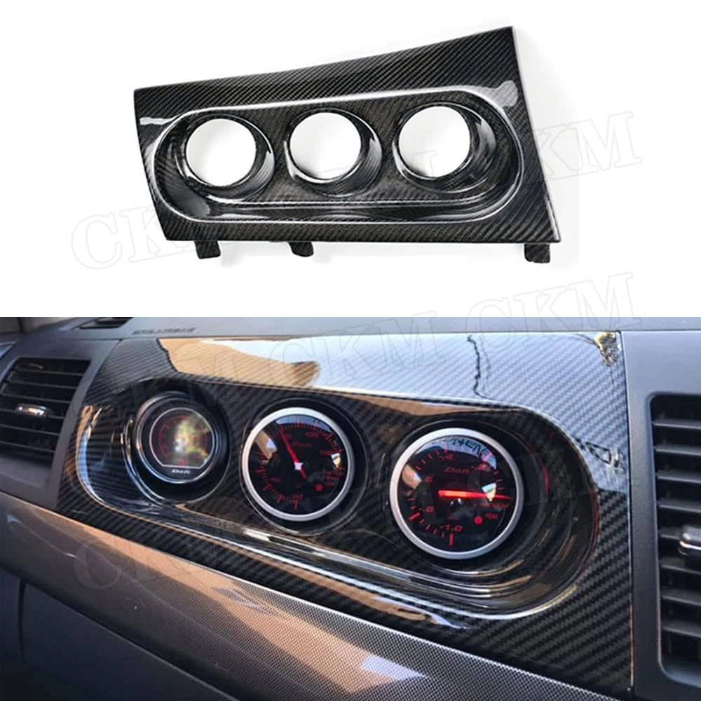 Carbon Fiber Triple Dashboard Vent Gauge Pod Holder Trim Cover Frame For Mitsubishi Lancer Evolution EVO 10 X M7 2008-2012 | Автомобили и