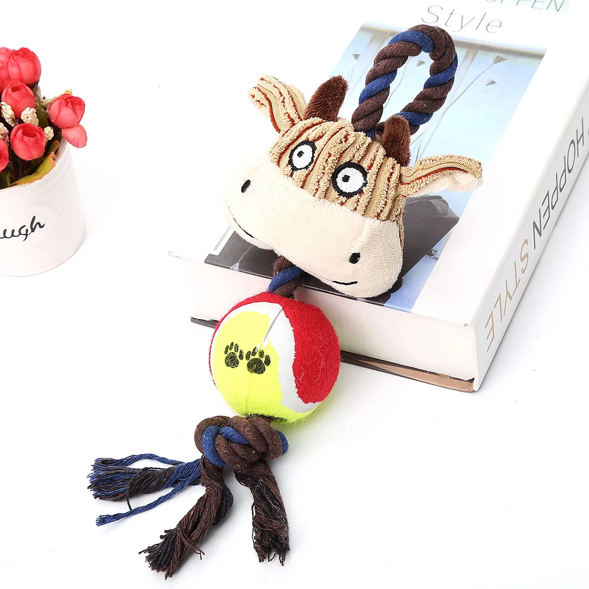 cattle Pet dog toy corduroy tennis cotton rope dog molars sound toy dog toy - Цвет: cattle