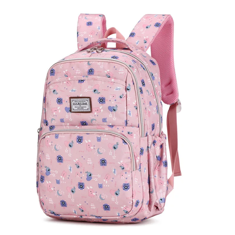 Большой емкости Милый принт девушка школьная сумка ребенок рюкзак на молнии школьные сумки для подростков девочек - Цвет: dark pink
