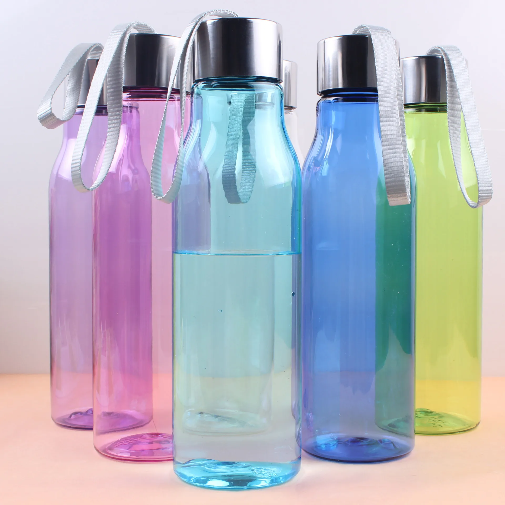 

Candy-colored hand-held cup Plastic sealed leak-proof kettle Transparent portable student cup personality cup