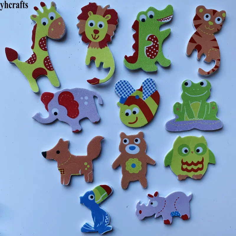 1bag/LOT.owl frog lion dinosaur giraffe squirrel rhinoceros bee foam stickers kindergarten crafts Activity items room ornament