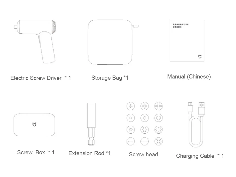 Xiaomi Mijia Беспроводная перезаряжаемая отвертка 3,6 V 2000mAh Li-Ion 5N. m электрическая отвертка с 12 шт S2 Биты для отвертки для дома