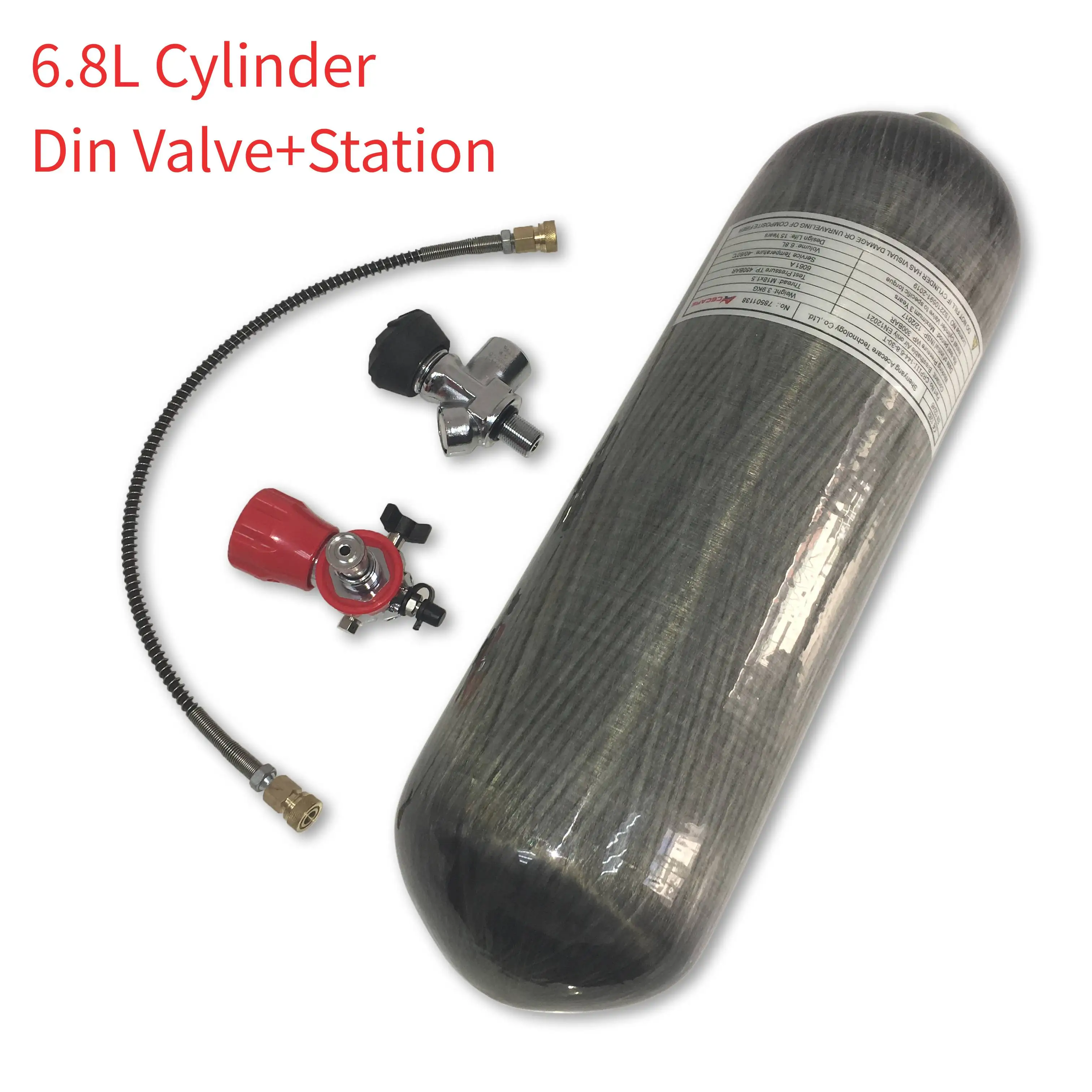 AC168201 Carbon Fiber Tank 4500Psi 6.8L Air Rifle Cylinder Pcp Airforce Condor Scuba Tank With Din Valve Gauge Gas Station