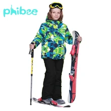 Phibee лыжный костюм; одежда для маленьких мальчиков; теплые водонепроницаемые ветрозащитные комплекты для сноуборда; зимняя куртка; детская одежда; одежда для детей