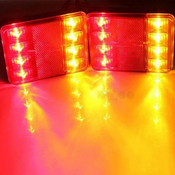 

2Pcs Waterproof 8 LED Car Tail Light Warning Rear Lamp Pair Boat Trailer 12V Parts For Trailer Truck Car Tailights