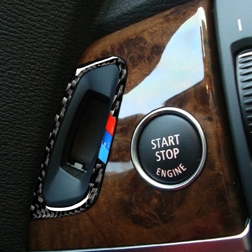 Интерьер Carbon Fiber Auto Start Stop Engine Переключатель Обрезка наклейки Key Hole Рамка крышки