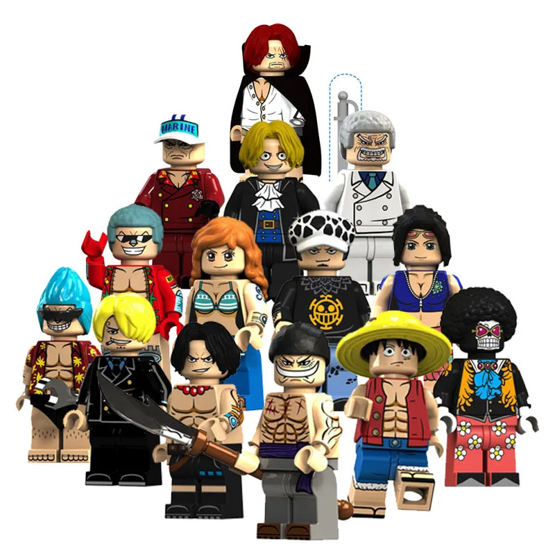 

14PCS One Piece Series Vinsmoke Sanji Usopp Franky Luffy Figures Buliding Blocks Bricks Compatible City Figures Educational Toys