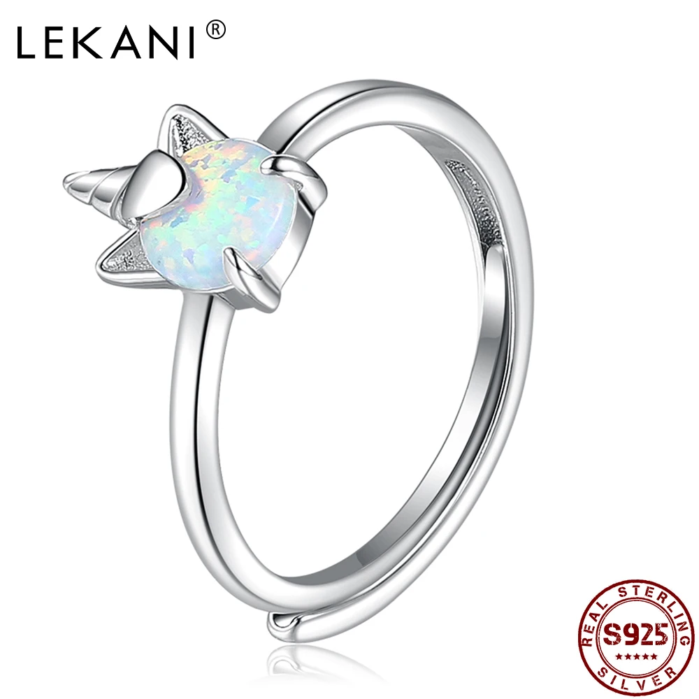 LEKANI 925 пробы Серебряные кольца для Для женщин блестящие опал Единорог