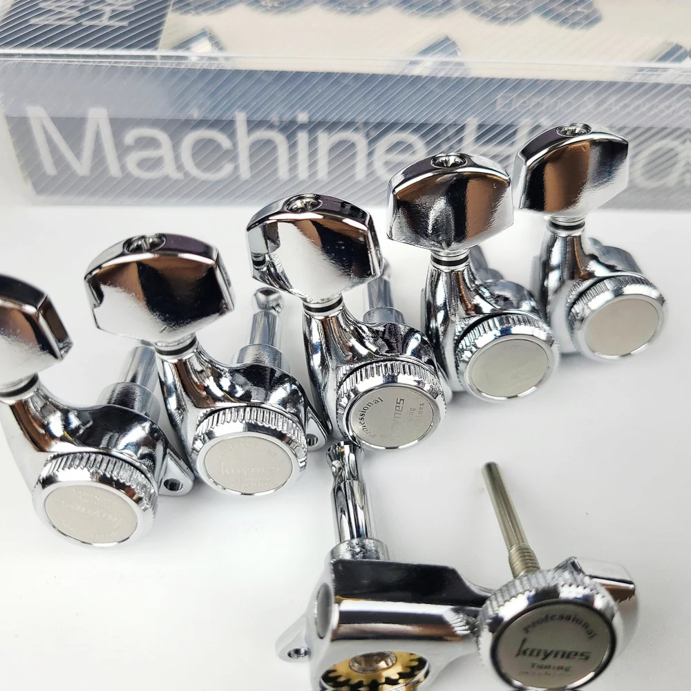 1 Set Gitarren-Mechaniken mit Locking-Mechaniken für E-Gitarre, Stimmwirbel mit Lock-Saite, Chrom-Silber, hergestellt in Korea – Detail 6