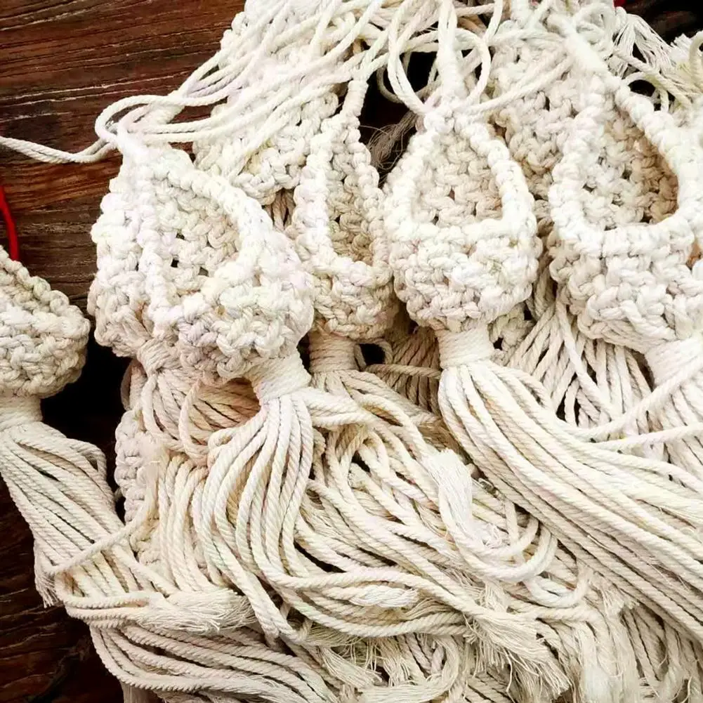 Northern Europe Hanging Basket Pineapple Shape Landscaping Cotton Macrame Flower Planter for Living Room Balcony Decorations