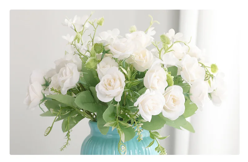 10 головы Мини Искусственные розы Шелковые цветы для моделирования искусственные цветы для дома вечерние украшения комнаты подарка