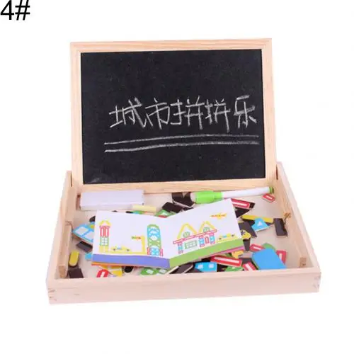 4 Baby Learning Toys Montessori Wooden Puzzle Animals Puzzles Double Side Magnetic Drawing Board Educational Toys for Kids - Цвет: 4