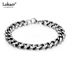 Lokaer хип-хоп/Рок титановая нержавеющая сталь мужские браслеты для щиколоток, для панков стиль цепи и ювелирные изделия с бриллиантами для мальчика OGS1017