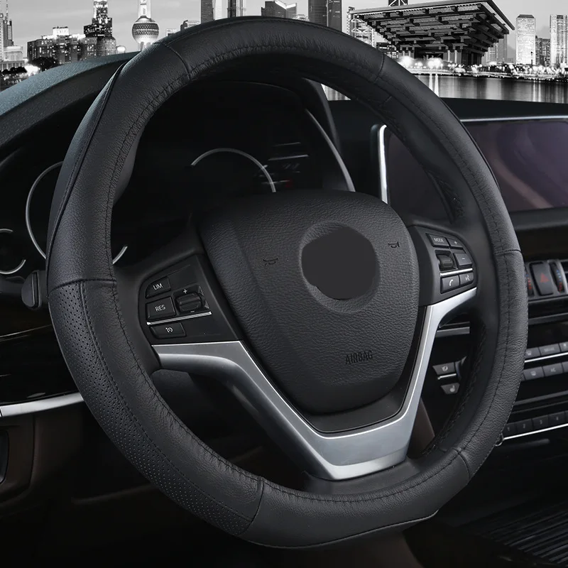 

Car Interior Trim Steering Wheel Cover Genuine Leather Joint D-Shape Circle Choose Automotive Steering Wheel Supplies