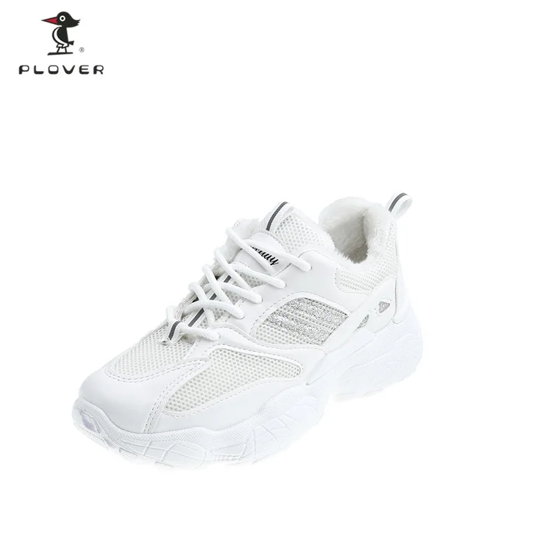 

[Plover TUCANO WOMEN'S Shoes] Platform White Shoes Women's New Style plus Velvet Warm Fashion Fashion-Versatile Shoes
