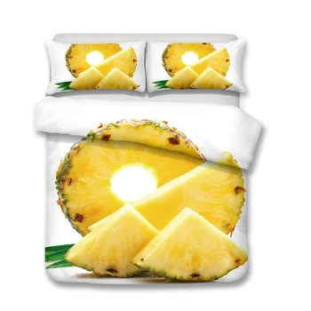 

3d pineapple Bedding Set Children Cute Cartoon Character Printed Duvet Cover Set Bed Set Twin Full Queen King size
