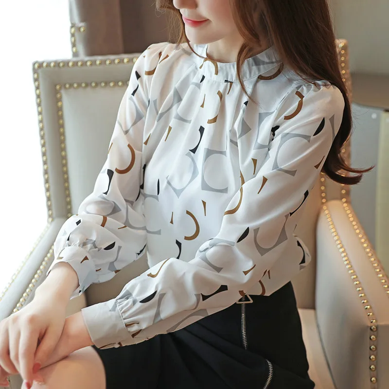 Blusas mujer de moda корейская модная одежда женские блузы, Рубашки, Топы женские Топы шифоновая блузка белая рубашка 2480 50