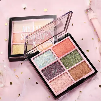 

6 Colors Glitter Shimmer Baked Eye Shadow Matte 24Hours Not Fade Smudge-proof Eye Shadow Powder