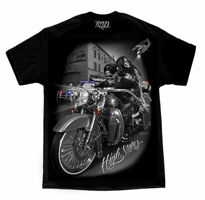 Mens Biker t-Shirt Motorcycle David Gonzales Ride Or Die High stakes Skull | Мужская одежда