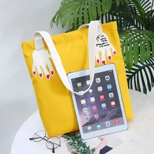 Микро-холщовые сумки для учащихся в Корейском стиле с вышивкой, простая повседневная Экологически чистая сумка для покупок