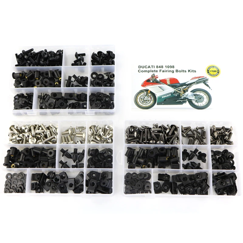 Motorcycle Accessories Complete Full Fairing Bolts Kit Clips Bodywork Screw Nuts Screws Steel Fit For Ducati 848 1098 motorcycle fairing