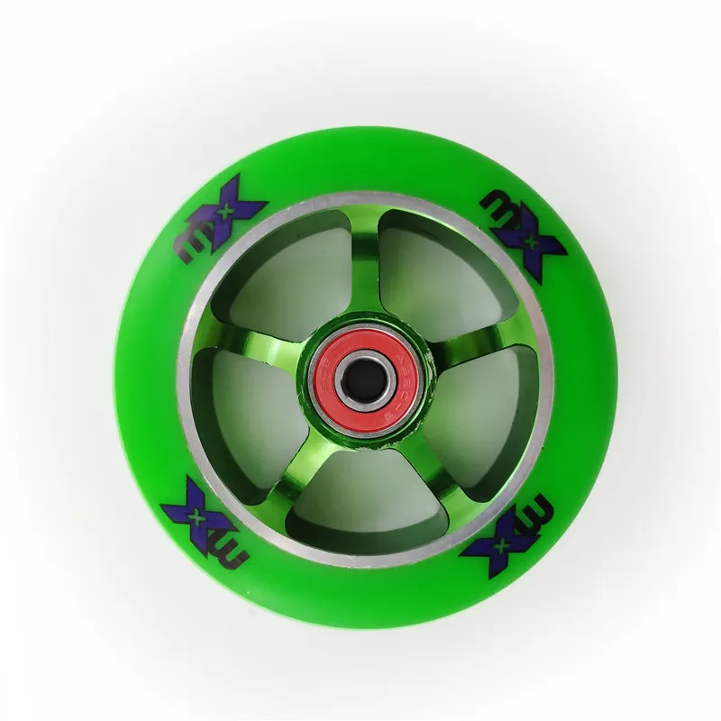 MX Green 100mm 2 высокоточная ступица из алюминиевого сплава 110 колесо для скутера сверхскоростной ролик белый зеленый синий 100 мм 88A MX фирменный колесный ABEC-9 - Цвет: MX Green 100mm