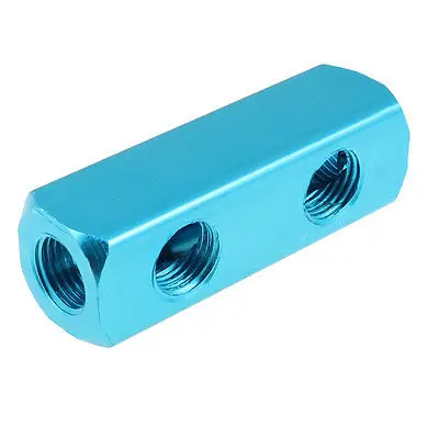 

1/4"BSPT Threaded 2 Way Quick Connect Air Hose Manifold Block Blue