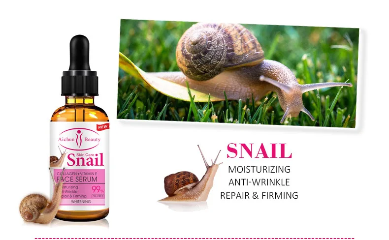 Snail Aichun Сыворотка для лица, алоэ, морковь, яйца улитки, сыворотка, увлажнение, плотный массаж, масло, эссенция для лица, уход за кожей для женщин, 30 мл - Вес нетто: Snail