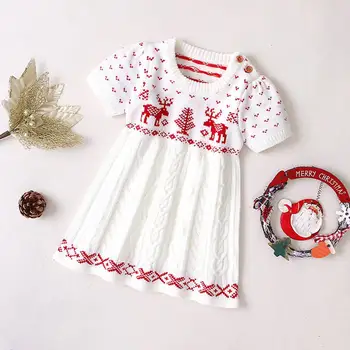 

Kuulee Baby Girl Children Kids Sweater Christmas Xmas Elk Knitting Dress