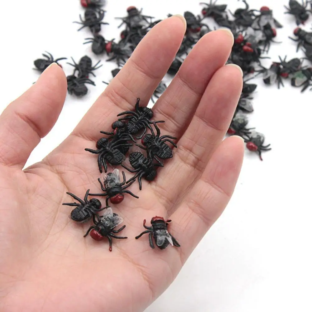 Funny Simulation Insect Realistic Flies Jokes Props Joking Bugs Prank Toys 50Pcs prank toys joke toys